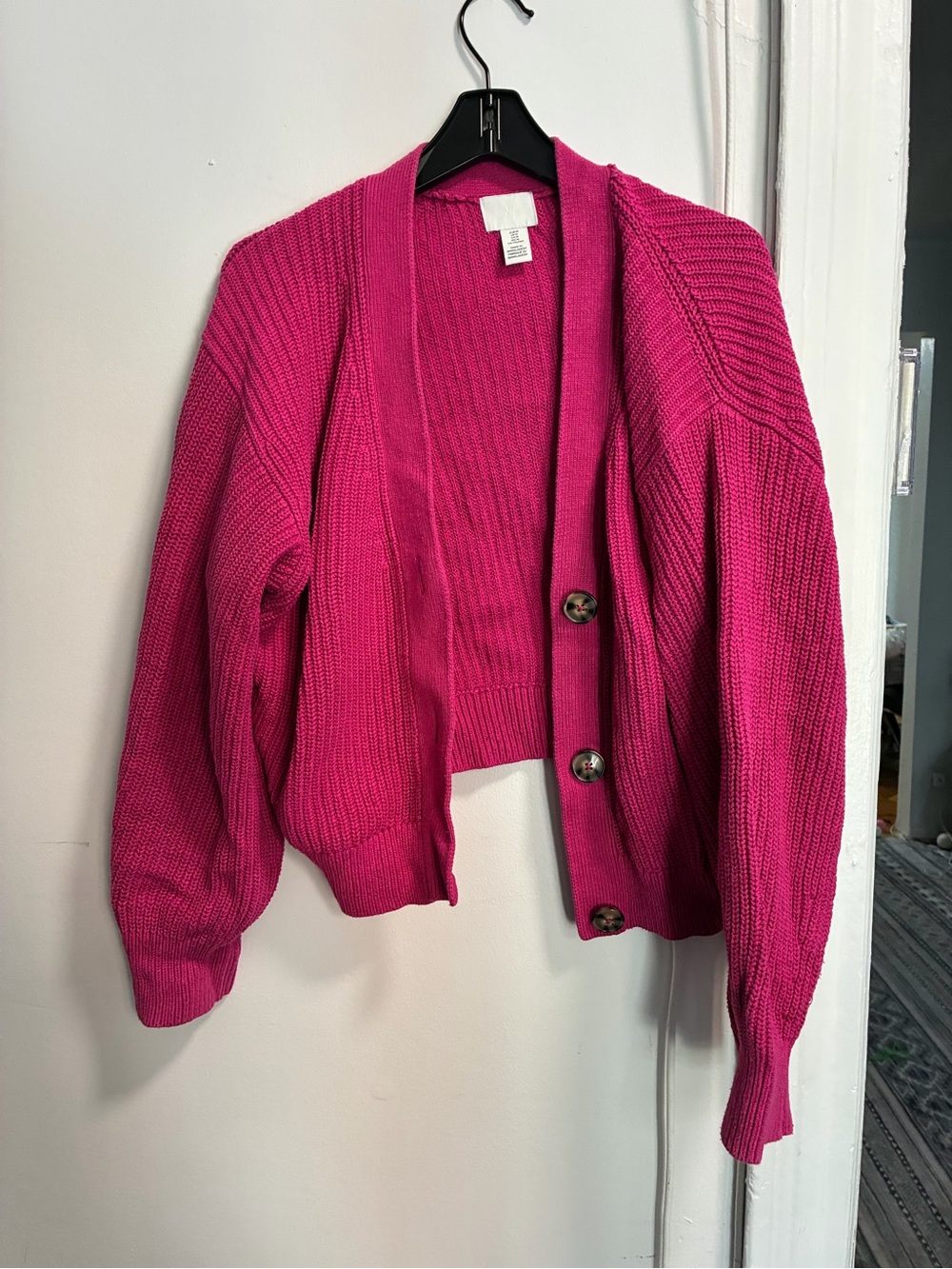 H and m pink cardigan